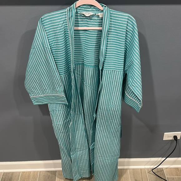 Vintage Christian Dior Monsieur Men’s Cotton Striped Robe Blue & White One Size - Picture 2 of 5